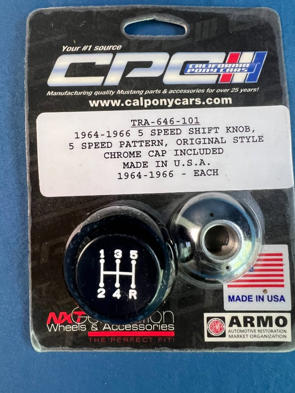 1964-1966 5 Speed Shift Knob with Original Style Chrome Cap By CPC